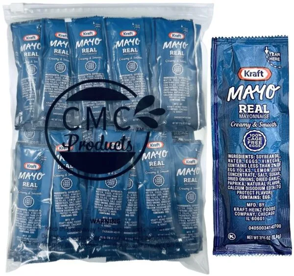 Gift Set: Mayo Packets (12g) – 50 Count with Spreader in Food-Safe Resealable Bag by CMC Products